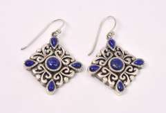 Lovely Blue Stone Dangle Earrings In Sterling Silver