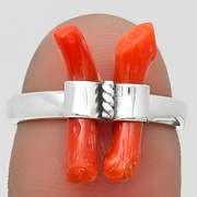 Unique Coral Stick Sterling Silver size 7 ring