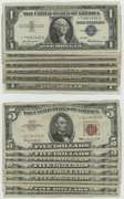 Great lot of 17 STAR Notes: 8 $1 Silver Certs and 9 $5 Red Seals