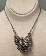 14kt Solid Gold, Blue Sapphire, & Diamond Butterfly Necklace