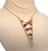 ABSOLUTELY GORGEOUS 14KT SOLID YELLOW GOLD, MULTI SAPPHIRE, & DIAMOND NECKLACE