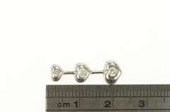 14K White Gold Diamond Tiered Heart Love Symbol Bar Pendant