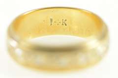 14K Yellow Gold 1950's 5.9mm Two Tone Pattern Wedding Band Ring