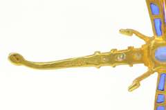 14K Yellow Gold 0.50 Ctw Sapphire Diamond Enamel Dragonfly Pin/Brooch