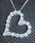 GORGEOUS 2.20 CARATS T.W. HEART-SHAPED ROUND BRILLIANT CUT DIAMOND PENDANT NECKLACE