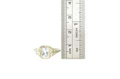 14K White Gold Art Deco Aquamarine Filigree Ornate Engagement Ring