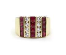 3.56ctw Ruby and Diamond Men's Ring in 14K