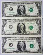 (3) Superb Crisp 1969C $1 Star Replacement Notes Chicago-Consecutive!