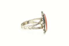 Sterling Silver Oval Southwestern Coral Cabochon Vintage Ring