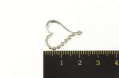 10K White Gold Graduated Diamond Wavy Curvy Heart Love Pendant