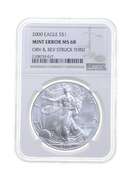 MS68 MINT ERROR 2000 American Silver Eagle OBV & REV Struck Thru NGC