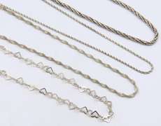 Group Lot of 4 Vintage 925 Sterling Silver Chains