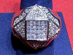 MENS 14K WHITE GOLD AND 1.75 CARAT IN DIAMOND RING