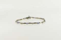 14K White Gold Tanzanite Diamond Accent Bar Link Tennis Bracelet