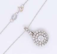 Elegant White Gold Round Brilliant Cut Diamond Double Halo Pendant on Chain