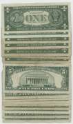 Great lot of 17 STAR Notes: 8 $1 Silver Certs and 9 $5 Red Seals