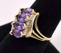Ravishing Purple Amethyst Ring In 14K Yellow Gold