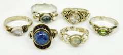 6 Sterling Silver Gemstone Rings