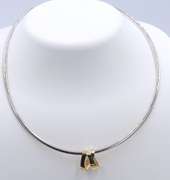 Dreamy 2 Tone Omega Chain with Slider Pendant Necklace