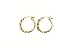 10K Yellow Gold Diamond Twist Design 17.8mm Hoop Earrings