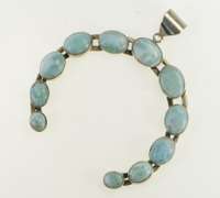 Sterling Silver Native American Larimar Horse Shoe Navajo Pendant