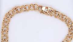 Elegant Double Link Charm Bracelet in Yellow Gold