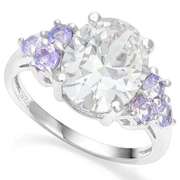 4.39 CT WHITE TOPAZ & 2/3 CT TANZANITE 18K GOLD PLATED RING