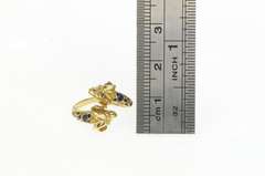 14K Yellow Gold Victorian Ornate Ram Capricorn Blue Enamel Ring