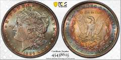 Superb Gem BU 1896P Morgan Incredible Toning Throughout PCGS MS 65!