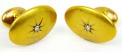 Antique 10K Gold Diamond Cuff Links