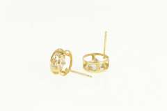 14K Yellow Gold Round Solitaire Bezel CZ Statement Stud Earrings
