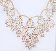 Attractive Two Tone Gold Woven Bead Chain Necklace