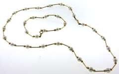 14kt Yellow Gold Set of Elegant Station Necklace and Bracelet