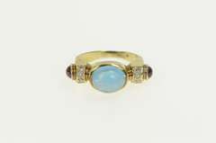 14K Yellow Gold 1930's 4.00 Ctw Blue Topaz Tourmaline Diamond Ring