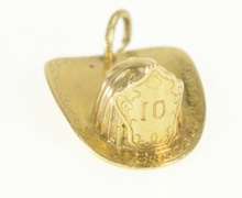 14K Yellow Gold 3D #10 Fireman's Hat Helmet Firefighter Charm/Pendant