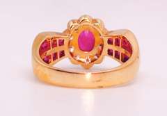 18kt Solid Yellow Gold, Ruby, & Diamond Ring