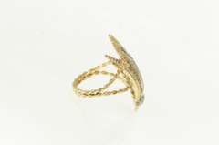 14K Yellow Gold 1940's White Sapphire Fanned Leaf Cluster Ring