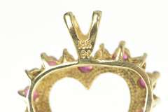 10K Yellow Gold Ruby Diamond Classic Heart Love Symbol Pendant