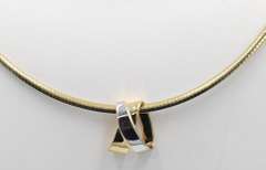 Dreamy 2 Tone Omega Chain with Slider Pendant Necklace