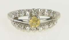 18K White Gold Art Deco Citrine Diamond Vintage Engagement Ring