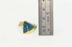 14K Yellow Gold Triangle Opal Inlay Geometric Statement Ring