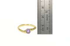 14K Yellow Gold Hexagon Amethyst Honeycomb Bypass Ring