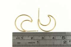 14K Yellow Gold Crescent Moon Hoop Vintage Statement Earrings