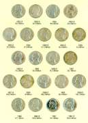 Album of 66 Nice Jefferson Nickels 1938-1961-D w/War Nickels