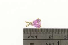 14K Yellow Gold Trillion Pink Topaz Diamond Accent Classic Pendant