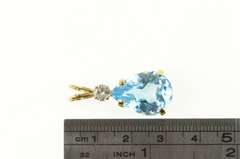 14K Yellow Gold 11.45 Ctw Pear Blue Topaz Diamond Cluster Pendant