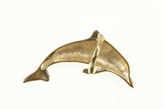 14K Yellow Gold Jumping Dolphin Ocean Animal Pendant