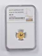 MS70 2017-P Australia $5 Year Of The Rooster 1/20 Oz. Fine Gold NGC