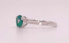18KT SOLID WHITE GOLD, EMERALD, & DIAMOND RING