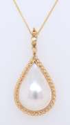 Handsome Yellow Gold Pear Shape Mabe Pearl Enhancer Necklace
